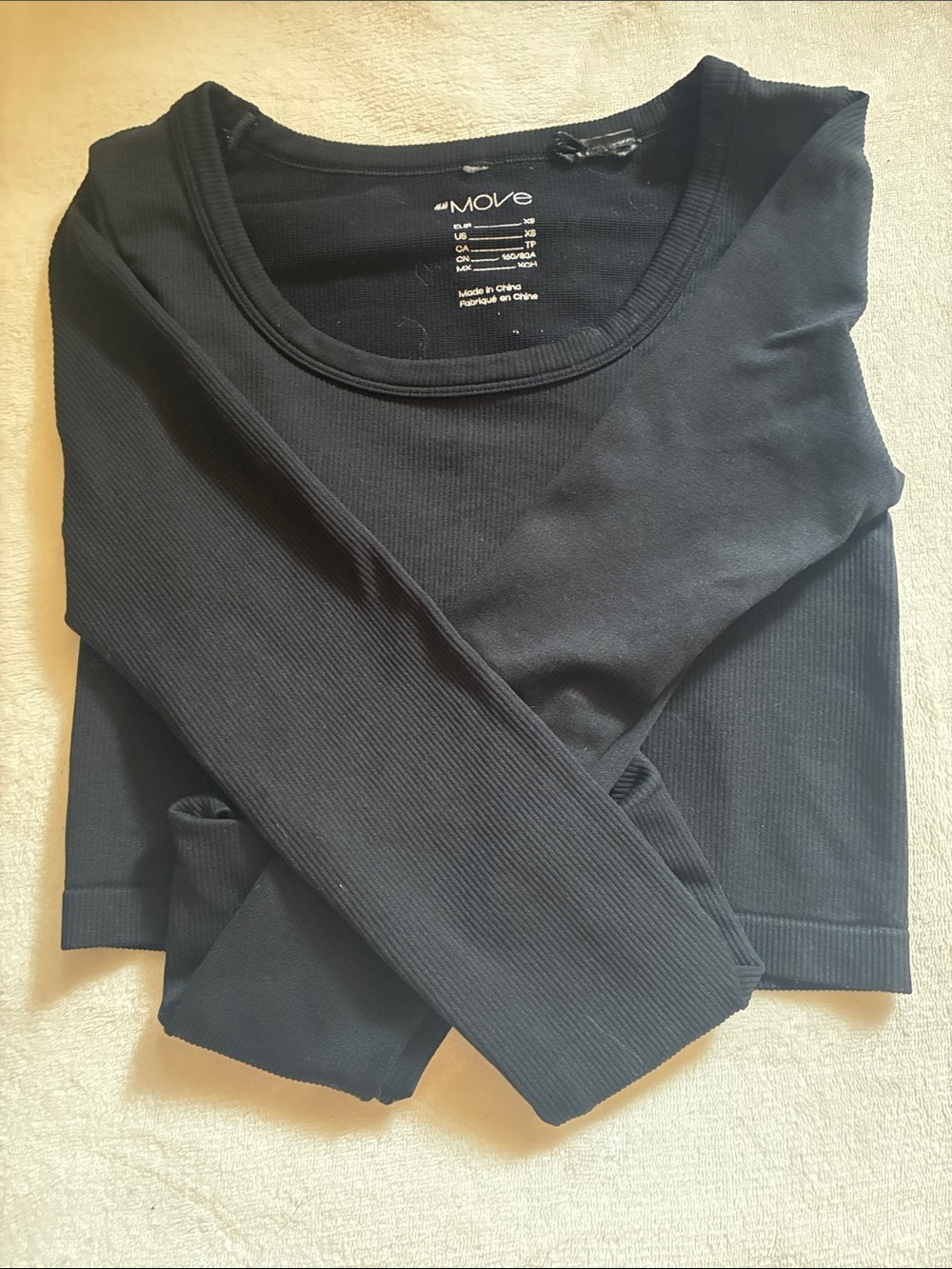 H&M Black Long Sleeve Ribbed Top